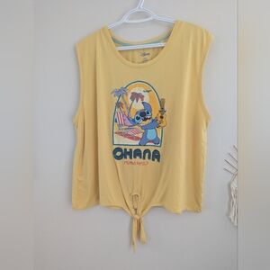 Disney Yellow Stitch Graphic Tie-Front Top